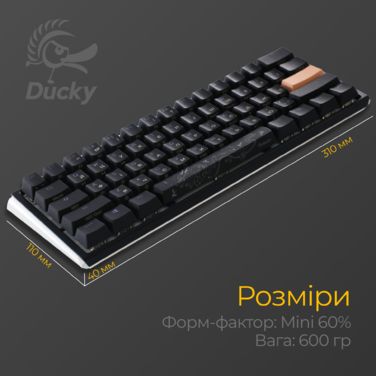 Механічна клавіатура Ducky One 3 Mini Cherry MX Red RGB Black UA