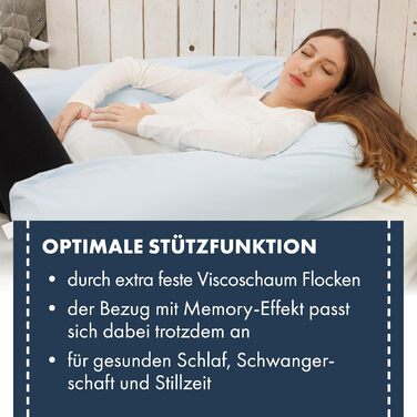 Подушка для сну на боці Moon з наповнювачем з пінополіуретану (Viscoschaum), екстра-жорстка, з ефектом пам'яті, 40x145 см, придатна для прання при 95°C