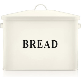Дуже великий металевий кухонний тримач для хліба Вінтажний високий тримач для хліба з кришкою Компактний контейнер для зберігання хліба для стільниці вміщує 2 буханці 33 x 24,5 x 19 см (кремовий колір)