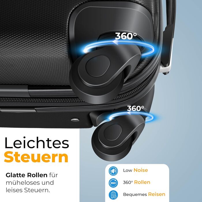 Валіза KESSER® з жорсткою оболонкою 75 см, 120 л: вага, жетон, кодовий замок, ABS, телескопічна ручка, чорний