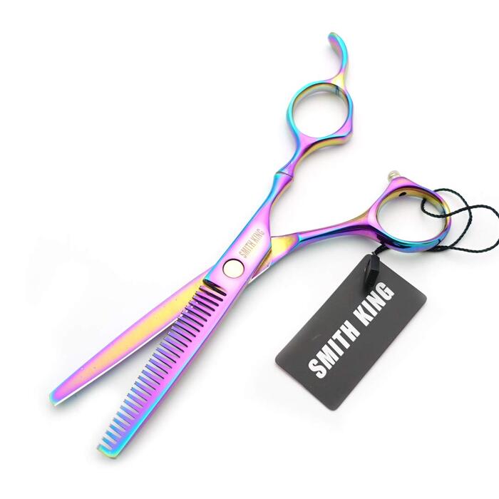 Набір ножиць для волосся 6,0 з гребінцем, веселка, для стрижки та проріджування волосся