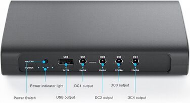 Портативний UPS з акумулятором 12000mAh (44.4WH) для роутера, камери WiFi, з USB-DC виходами, захист від короткого замикання (EU-штекер)