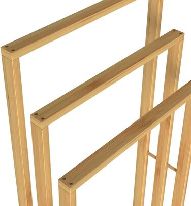 Підставка для рушників CASARIA® бамбукова, дерев'яна, на 3 стійки, 82 x 40 x 24 см, з полицею, для ванної кімнати, без свердління, сходинкова