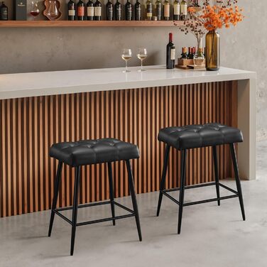 Набір з 2 барних стільців з мікрофібри, ретро дизайн, з підніжкою, висота 62.5 см, без спинки, для кухні, бістро, їдальні (сірий/чорний)