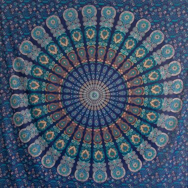 Гобелен MOMOMUS Mandala, різнокольоровий, 100 бавовна, синій/червоний, 210x230 см - Естетичне настінне полотно в стилі бохо