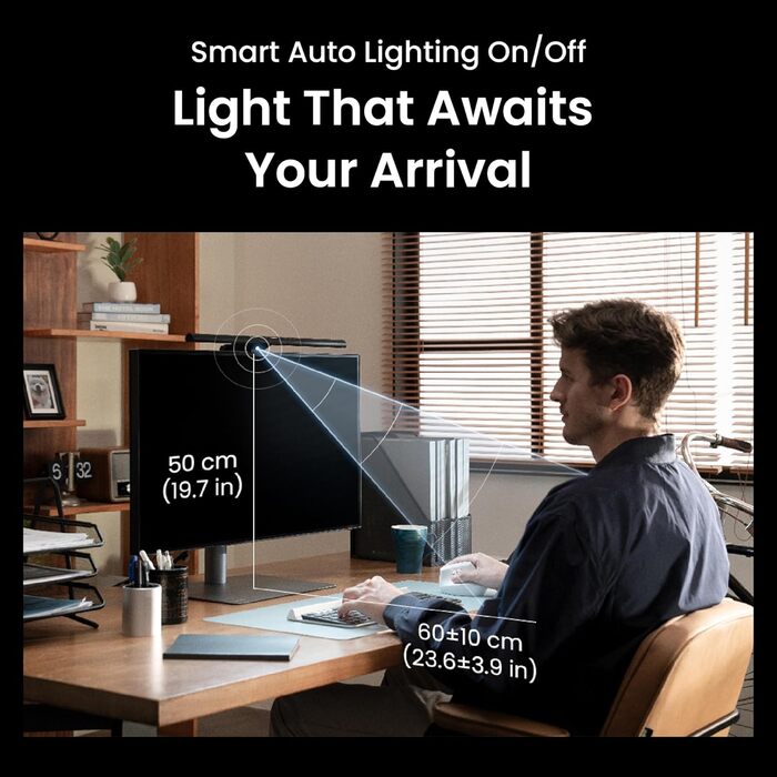 BenQ ScreenBar Pro – LED лампа для монітора: без відблисків, авто вкл/викл, універсальна кріплення, широке освітлення, регулювання кольору та яскравості, автоматичне регулювання, чорний колір