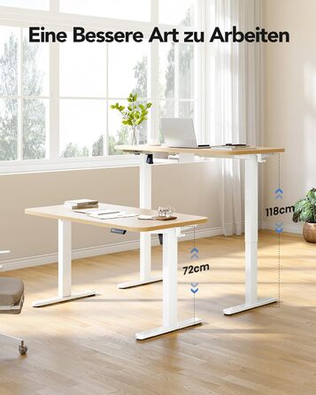 Регульований стіл-рама HUANUO з безщітковим мотором, вантажопідйомність 100 кг, для стільниць 110x200 см (тільки рама, білий)