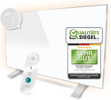 Інфрачервовий обігрівач KAISER® 450W з LCD-дисплеєм - панельний обігрівач для дому, офісу та ванної кімнати. Можливість настінної/стельової/мобільної установки, термостат, пульт ДУ, енергозберігаючий.