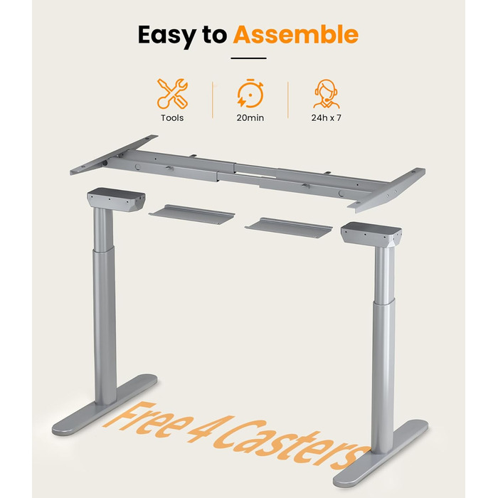 Електричний столик для роботи MAIDeSITe EL2 Pro Art з регулюванням висоти, сірий. Овальне підстав'я, навантаження 180 кг, 4 пам'яті, захист від зіткнень