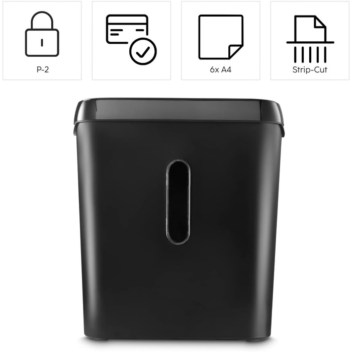 Електричний шредер для документів Hama, професійний, для дому та офісу, 6 листів, безпека 2 (DSGVO), 8 л, безпосередній завантаження
