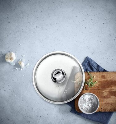 Скляна кришка для сковороди WMF 24 см, термостійке скло з металевим ручкою, підходить для посудомийки