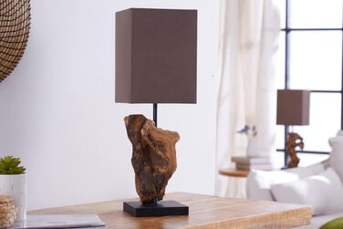 Лампа Driftwood Lamp HYPNOTIC Настільна лампа Унікальна з білизняним абажуром (коричневий)