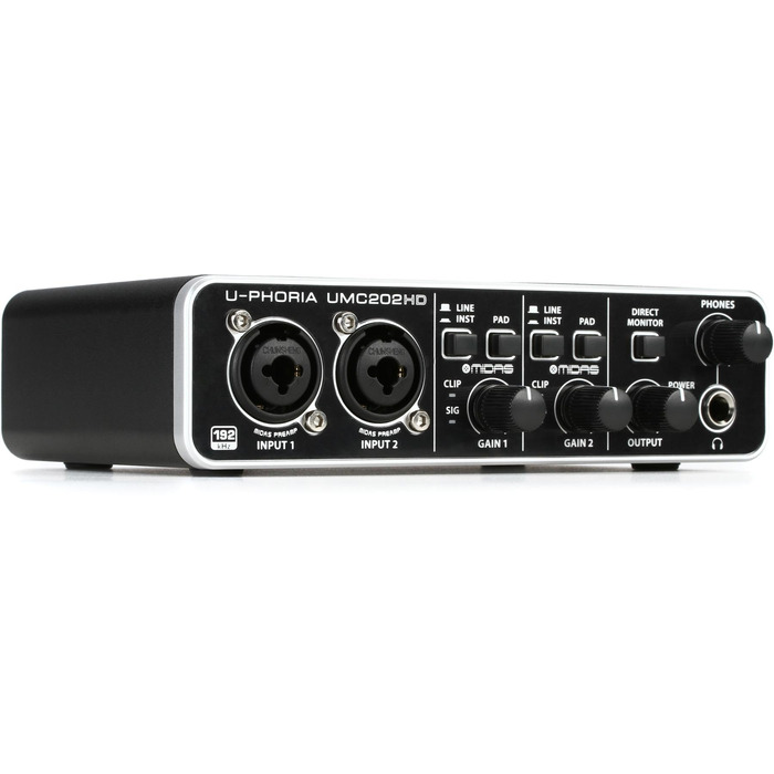 Аудіоінтерфейс Behringer U-PHORIA UMC202HD 2x2, 24-біт/192 кГц USB з мікрофонними підсилювачами Midas