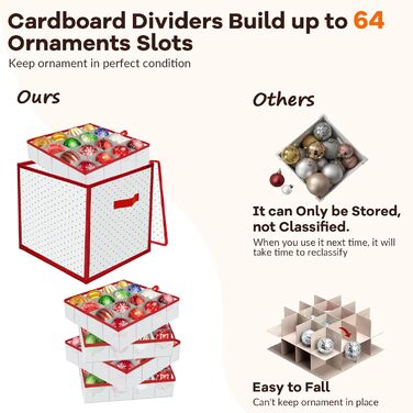 Ящик для зберігання новорічних кулі: органайзер для 64 куль, 4 яруси, 34x34x34 см