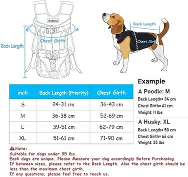 Рюкзаки PetBonus для собак, регульований рюкзак для собак, витягування ніг Просте сидіння Сумка для перевезення домашніх тварин Спинка собаки для середніх маленьких собак, Перенесення для собак вільні руки для піших прогулянок, Велоспорт XL Чорний