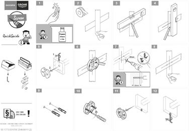 Тримач рушників GROHE Start Cube, кутовий, з двома підлокотниками, поворотний, хром (44 см, з прихованим кріпленням, для свердління, з шурупами та дюбелями)