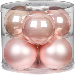 Ялинкові кулі скляні 10 см 6 шт. ялинкові дрібнички ялинкові прикраси Колір Алея романтики (рожева Магнолія) (перлинно-рожева (рожево-Бежева ))