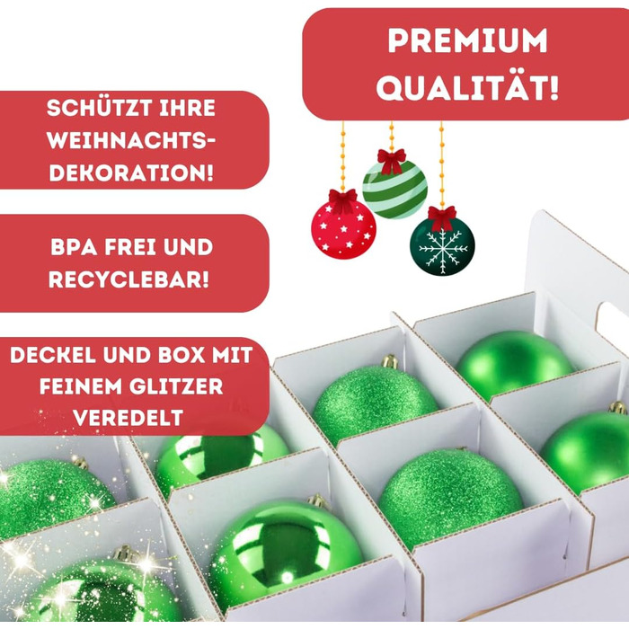 Коробка для зберігання новорічних кулічок на 71 шт. | Відсік у кришці | Велика та стійка блискуча коробка для прикрас | Кришка з замком | Новорічні кулі, прикраси на ялинку | Декор