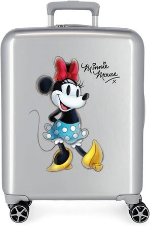 Валіза в салоні Disney 100 Minnie Joyful Grey 40 x 55 x 20 см, жорстка ABS, інтегрована застібка TSA, 38,4 л, 2 кг, 4 подвійні колеса, ручна поклажа