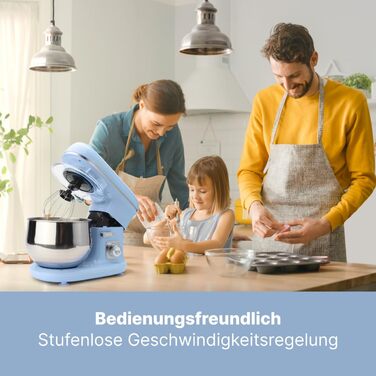 Кухонна машина Clatronic KM 3711 (Блакитна) 1100 Вт, 5л, з гаками для тіста та міксером | Кухонний комбайн для тіста та міксера