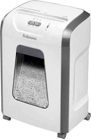 Fellowes знищувач паперу P4, 12 листів, перехресне різання, 19 л кошик, для офісу та дому, FS-12C, знищення кредитних карт, білий