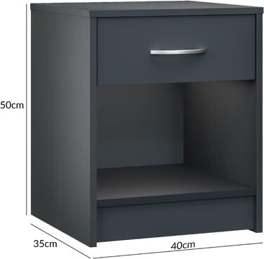 Комплект з 2 тумбочок Антрацит з ящиком, висота 50 см, для ліжка Box Spring, 50x40x35см