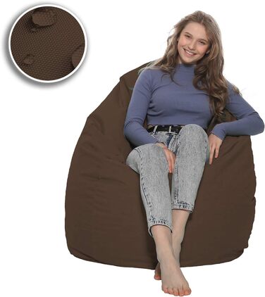 Подушка для підлоги Beanbag XXL для дорослих і дітей - підходить для ігор або відпочинку - в приміщенні та на вулиці, оскільки вона водонепроникна - з намистинами EPS, колір коричневий, розмір XL