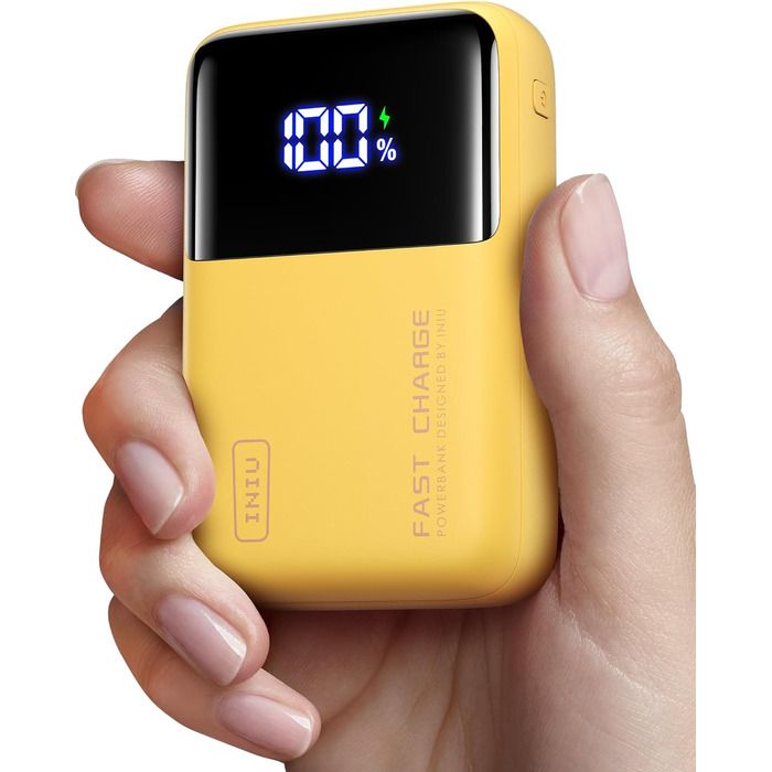 Портативний зарядний акумулятор INIU Power Bank Mini 25000mAh 100W - для телефонів, ноутбуків, MacBook, iPhone, Samsung, Steam Deck. Компактний, жовтий, для подорожей та активного відпочинку
