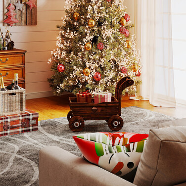 Підвищене грядка з дерева, грядка-вагон, теплиця для ранніх посадок на коліщатках з ручкою, садовий грядок 68 x 38 x 52 см