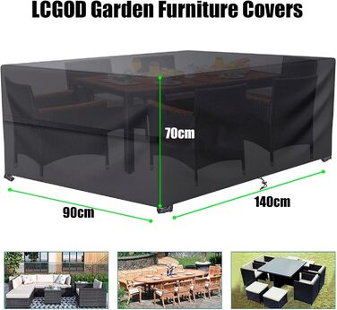 Водонепроникний чохол для садово-патіо меблів 600D Oxford, захист від пилу та УФ-променів (242x162x100cm, 140x90x70cm)