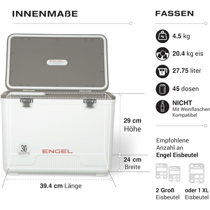 Термобокс ENGEL 30qt (28.4л) герметичний, портативний для кемпінгу, пікніка, туризму - охолоджувач без електрики, колір: блакитний