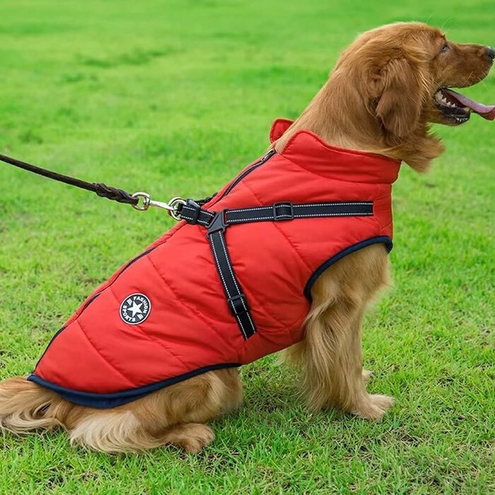 Зимовий жилет Voarge Dog Jacket з шлейкою, водонепроникний, світловідбиваючий, 3XL червоний