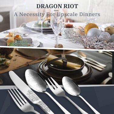 Набір столових приборів DRAGON RIOT Gold 30 предметів: нержавіюча сталь, для 6 осіб, з ножем, виделкою, ложкою, для дому, ресторану, вечірки.