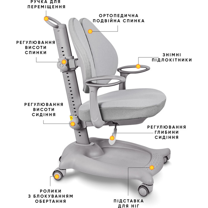 Дитяче крісло ErgoKids GT Y-404 ortopedic сірого кольору