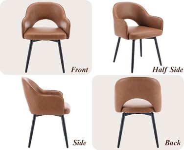 4 шт. крісла для їдальні з велюру, 360° обертання, кухонні крісла з підлокітниками, м'які бічні крісла для дому, офісу, вітальні (53*58*78 см, коричневі, шкірозамінник)