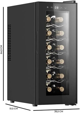 Винний холодильник Cecotec Bolero Grandsommelier 830 Coolcrystal: 12 пляшок, чорний, термоелектрична охолодження, 8-18°C, LED, без шкідливого газу