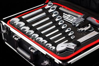 Набір інструментів Meister 156 предметів у візку на колесах з телескопічною ручкою - професійний кейс для інструментів, чорний/сріблястий, 8971440