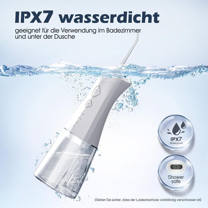 Іригатор для порожнини рота Munddusche - Тест-переможець 2024, професійний, з технологією мікробульбашок, регулювання тиску води, для чищення зубів та брекетів, білий