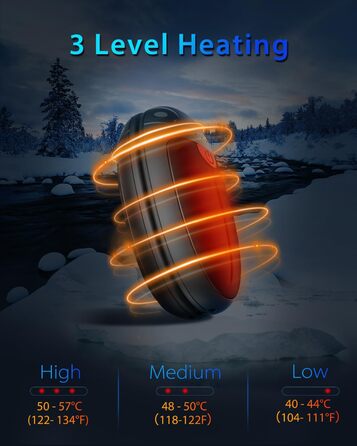 Електричні грілки для рук VTHW, 2 шт. - перезаряджаються, 20 годин тепла, 3 температурні режими, USB, для спорту та Raynaud's/артрит (чорний)