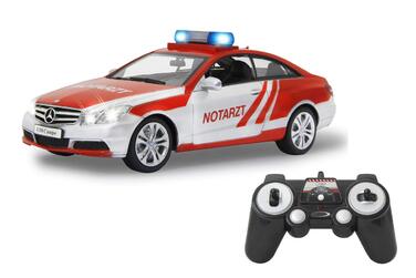 Модель Mercedes-Benz E350 Coupe 1:16 JAMARA 410023, 2.4GHz, срібно-червоний, зі звуковими та світловими ефектами (сирена, сигналізація, блимання)