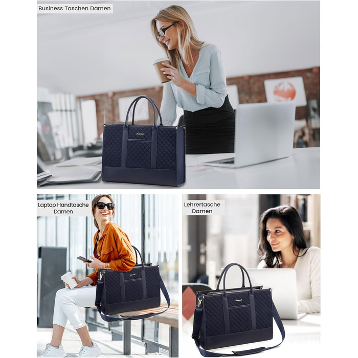 Сумка для ноутбука LOVEVOOK, 17 дюймів, водонепроникна, шкіряна, для роботи, навчання, офісу, універу, темно-синя