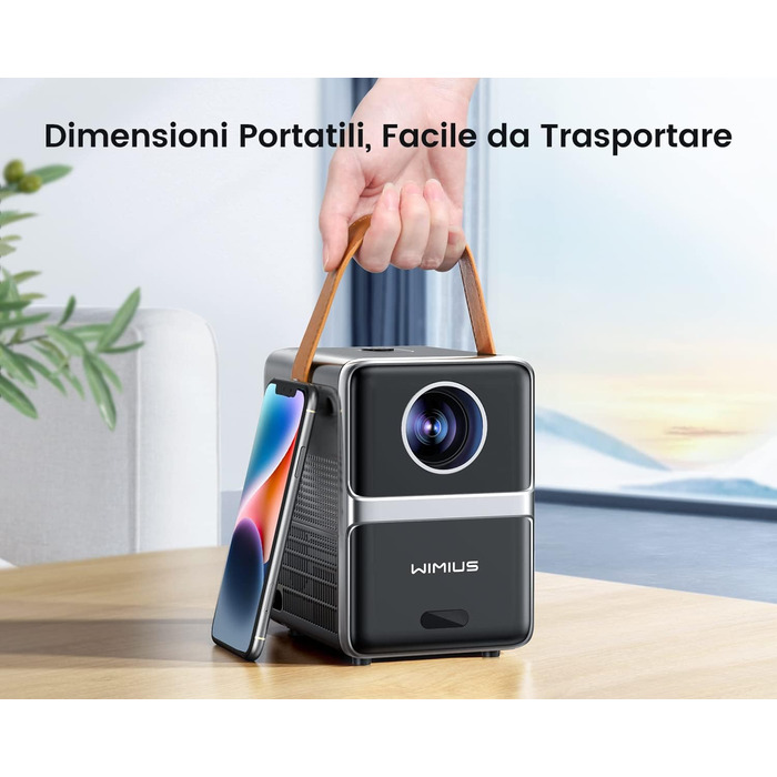 Mini-проектор WiMiUS 18000 Люмен з Wi-Fi та Bluetooth, 1080P Full-HD, для домашнього кінотеатру, сумісний з iOS/Android/Laptop/USB/PS5/AV, чорний