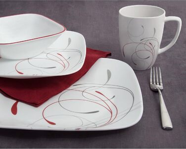 Столовий сервіз Corelle, скло/порцеляна, червоний, 16 предметів