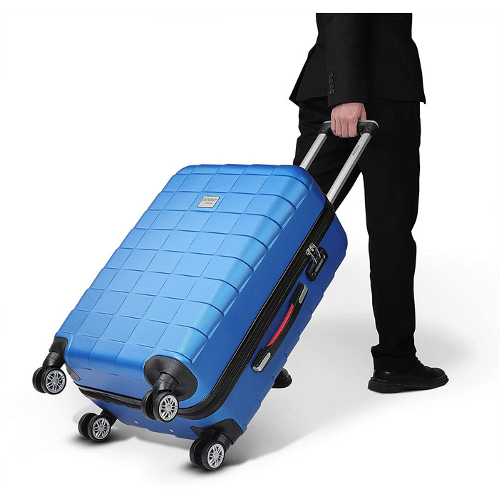 Візок для ручної поклажі Monzana із замком TSA Подвійні коліщатка Телескопічна ручка Розмір ніжок Дорожня валіза Валіза на коліщатках (синій, L)