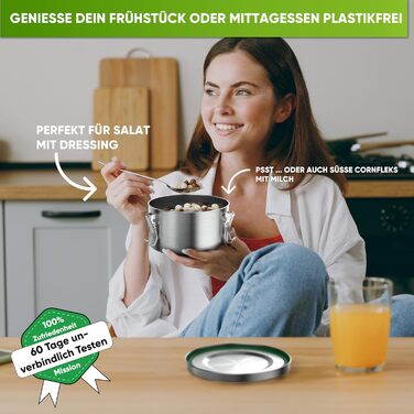Преміум ланчбокс Blockhütte з нержавіючої сталі для дітей, 780 мл, з ложкою та 2 ущільнювачами, витримує температуру духовки, можна мити в посудомийній машині