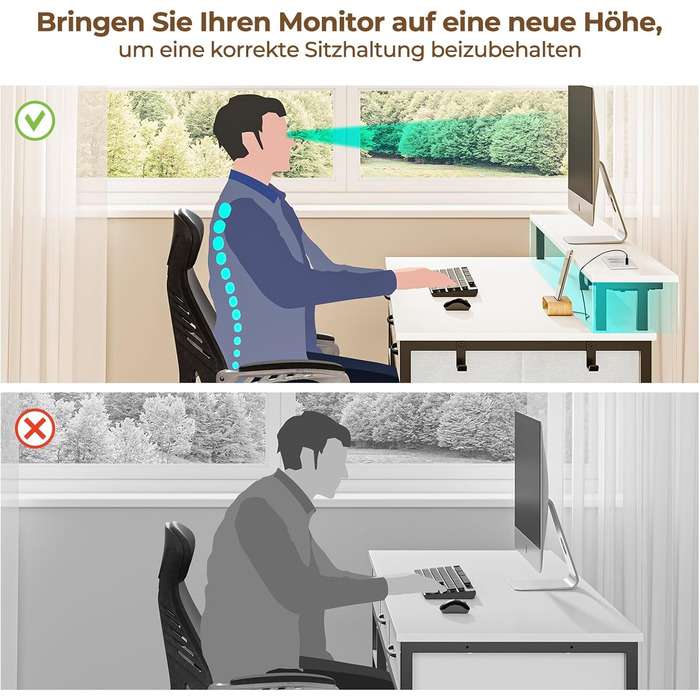 Комп'ютерний стіл Rolanstar з ящиками, розетками та LED підсвіткою, геймінговий стіл з підставкою для монітора, полиця та 2 гачки, для офісу та вітальні (білий, 100x47x90,5 см)