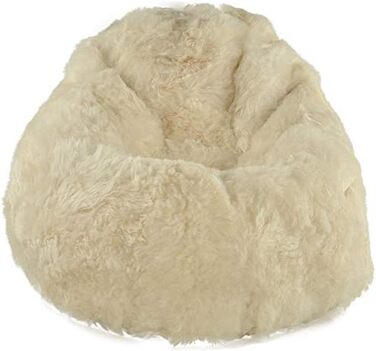 Загальна сумка-мішок з баранячої шкіри Pouf Cream White Bean Bag з натуральної ісландської овечої шкіри з внутрішнім мішком і наповнювачем з пінополістиролу