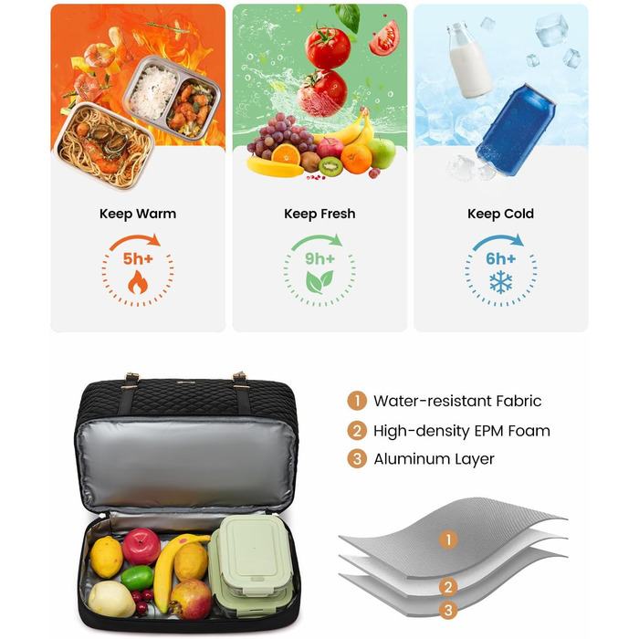 Сумка для ноутбука LOVEVOOK 15.6 дюймів для жінок з відділенням для ланчу, сумка-шопер, ділова сумка, портфель, сумка для навчання, містка, водонепроникна, чорна