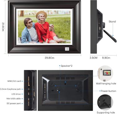 Цифровий фотоальбом Kodak 10 дюймів WiFi, 32GB, IPS HD сенсорний екран, авто-поворот, чорний