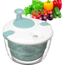 Крутилка для салату з кришкою, кухонний гаджет для миття та сушіння салату, крутилка для салату з кривошипним приводом, ефективне та легке обертання (синій)